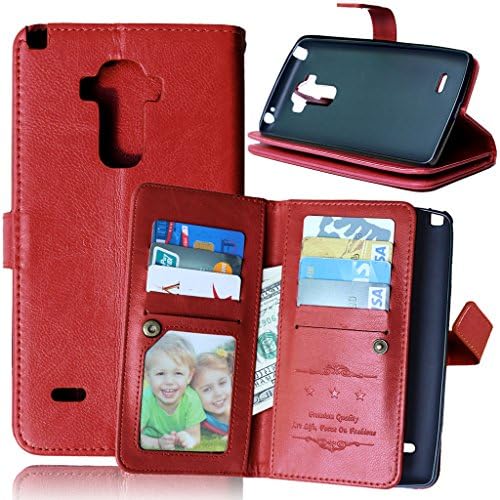 DANHUA G4 Stylus Flip Case Cover with Kickstand Pure Color 9 Card Slot Holder &amp; Stand Leather Case for LG G Stylo LS770/LG G4 Stylus/LG G Stylo H631/LG G Stylo MS631 (Brown)
