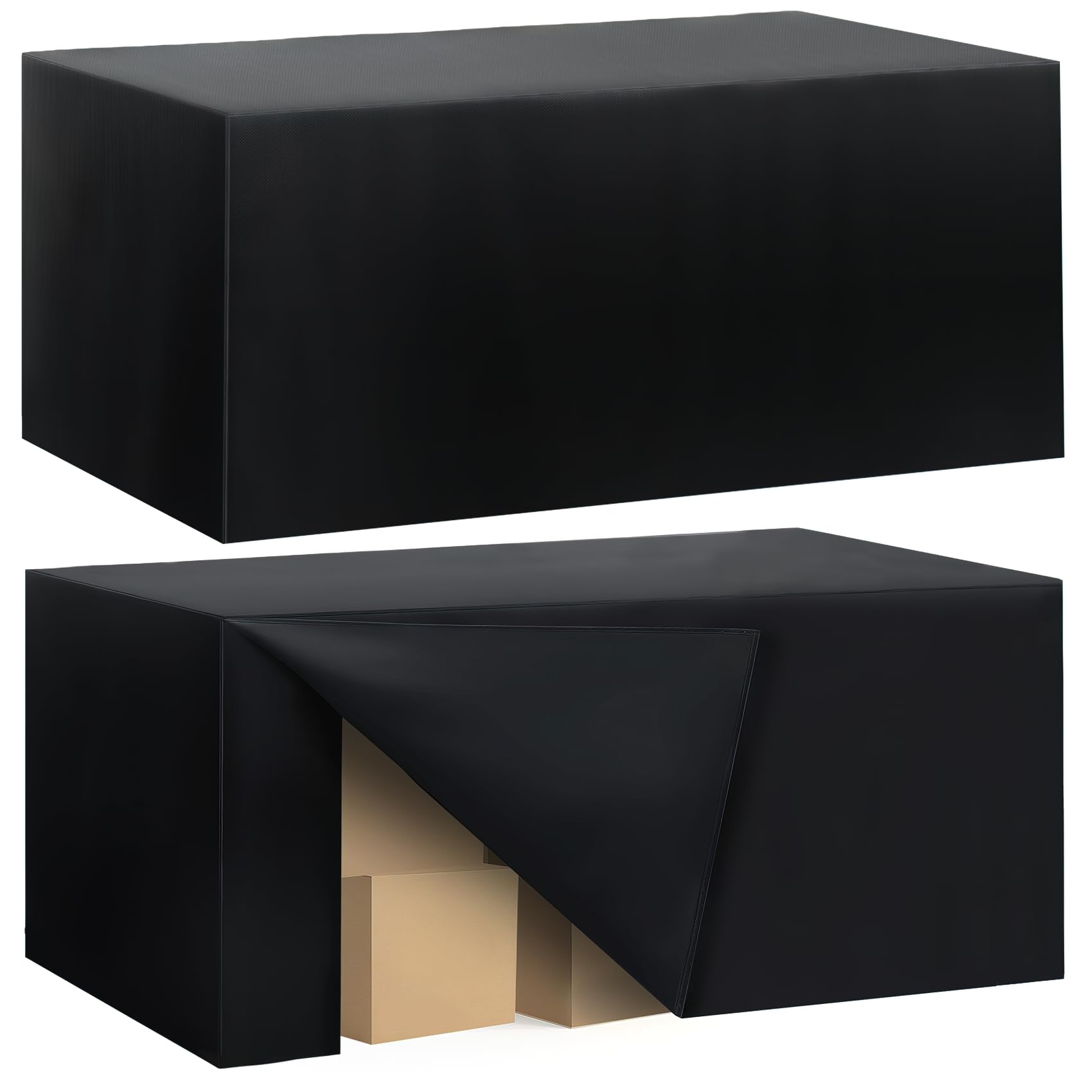 Photo 1 of 2 Pack Fitted Tablecloth for 8 Foot Rectangle Tables 96 x 30 Inch Black Table Covers Water Resistant Polyester Table Cloth for Wedding, Parties,Display, Trade Show (Black)