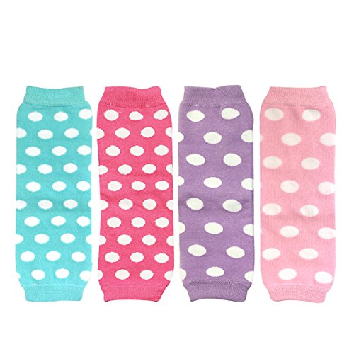 Wrapables Colorful Baby Leg Warmers Set of 4, Dots Aqua, Hot Pink, Pink, Lilac
