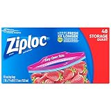 Ziploc Storage Bags, For Food, Sandwich, Organization and More, Smart Zipper Plus Seal, Quart, 48 Count, Pack of 3 (144 Total Bags)
