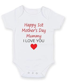 Happy 1st Mother S Day Mummy I Love You Printed Baby Grow Vest
