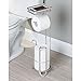 mDesign Freestanding Metal Wire Toilet Paper Roll Holder Stand and Dispenser with Storage Shelf for Cell, Mobile Phone - Bathroom Storage Organization - Holds 3 Mega Rolls - Matte Stain