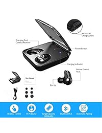 Auriculares inalámbricos, magnéticos, Bluetooth 5.0 de última generación, sonido estéreo de alta fidelidad, cancelación de ruido, micrófono integrado doble, auriculares de emparejamiento automático, 2000 mAh, funda de carga como banco de energía, para la 