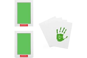 LelonHo 2 Pack Large Inkless Hand and Footprint Kit Clean Touch Ink Pad for Baby Pet Paw Print Kit(2 Green Ink Pads,4 Imprint Cards)