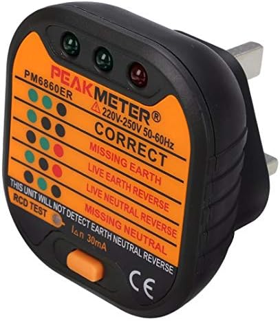 MEIZXIU 1pc UK Plug 230V Socket Outlet Tester PM6860ER Automatic Electric Testing Tools 65x65mm for Home Appliance