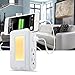 USB Wall Charger Charging Station, TryLight Power Strip with 2 USB Ports and 4 AC Outlets, LED Sensor Night Light & Phone Holder (White)