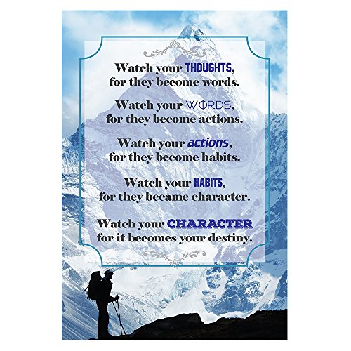 Watch your THOUGHTS, for they become words. Motivational Quote Poster for Office Staff College Athletes Teams School Classrooms and Home - 13x19 in Inspirational Paper Poster Proudly Made in the USA