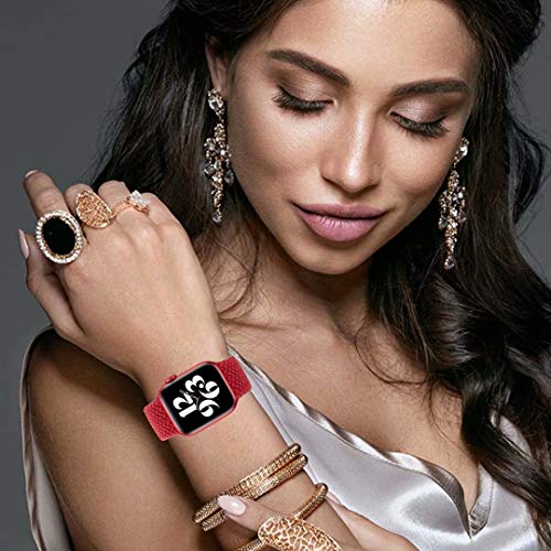 ایگرد | قیمت و خرید Fengyiyuda Nylon Geflochtenes Solo Loop Kompatibel mit  Apple Watch Armband,Sport Elastic Band für Iwatch Series  SE/6/5/4/3/2/1,Rot,38/40mm-6