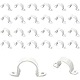 100 Pcs Plastic Pipe Clamps - 2 Hole Pipe Strap Fit Under 1 Inch PVC Pipes White Conduit Mounting U Brackets with Screw Holes, Electrical Conduit Cables PVC Pipe Holding Strap