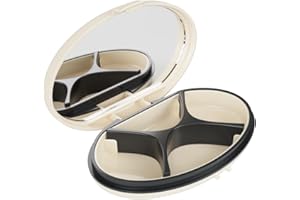 EQUADOSE Oval Compact Pill Case, Portable Organizer with Mirror, Travel Medication Holder with Removable Divider, Small Stora
