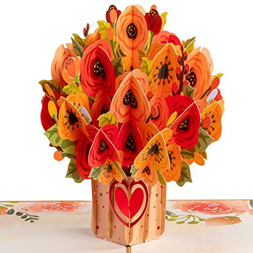 Frndly by Paper Love Pop Up Valentines Day Card, Flower Pot, Handmade 3D Popup Cards, 100% Recycled and Eco-Friendly, 8" x 6" Cover - with Removable Note Tag