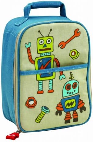 Baby / Child Sugarbooger Durable Cotton Canvas W/ Stain-Resistant Waterproof Coat Zippee! Lunch Tote-Retro Robot Infant
