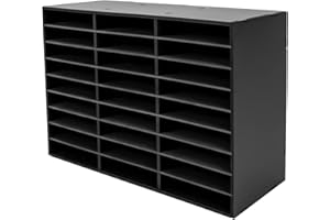 MhdunueSK Mail Sorter Organizer, Black Mailbox for Classroom, 27 Compartments Literature Organizer, Desktop File Sorter, Paper Organizer for Home School Office (27 Slots Black)