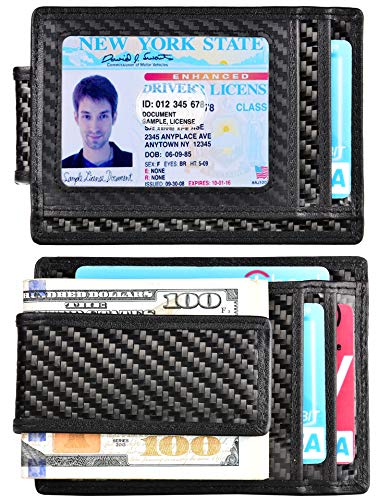 Kinzd Money Clip Front Pocket Wallet Leather RFID Blocking Strong Magnet thin Wallet with ID Window - Thumbnail 7