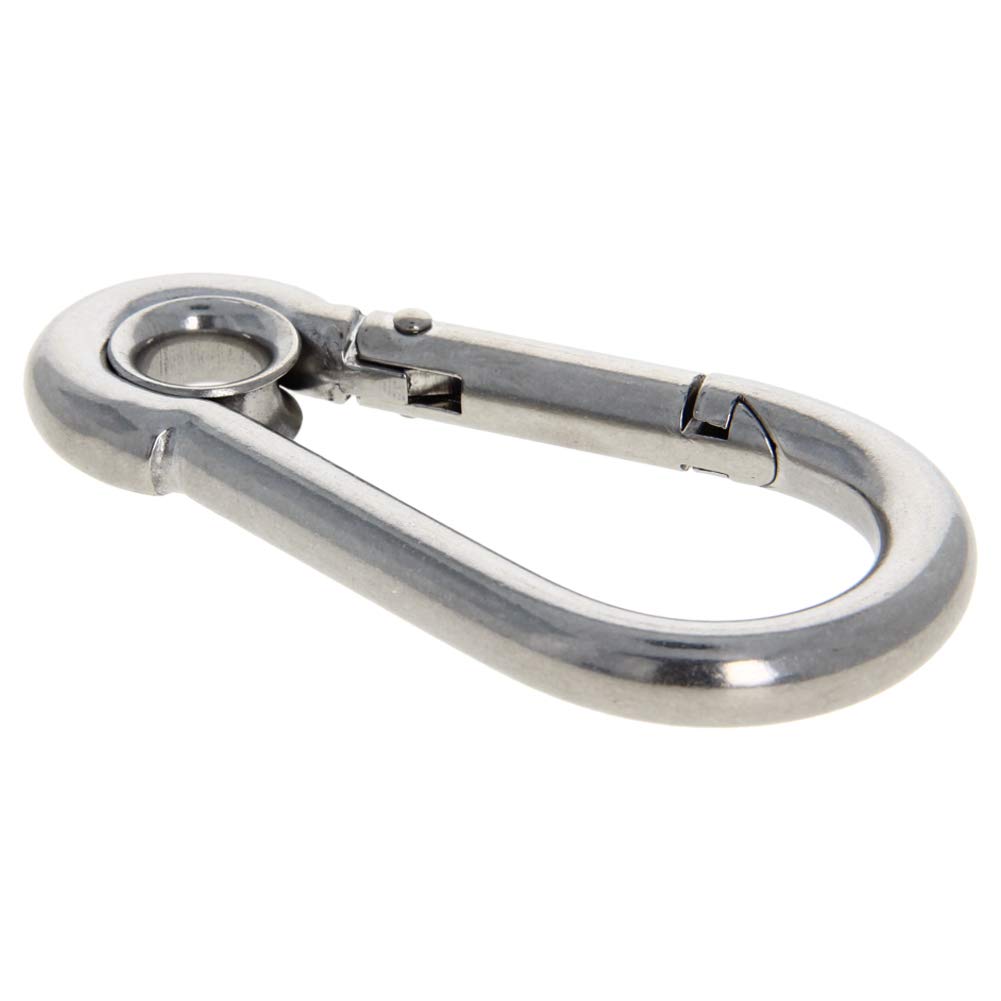 MroMax 7Pcs M9 Spring Snap Hook Carabiner with Eyelet Stainless Steel 304 Durable for Climbing Fishing Hiking Safety Clip Silver Tone
