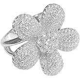 OIDIMS Elegant Cubic Zirconia Flower Ring for Women Adjustable Open Band Statement Sparkling Floral Engagement Wedding Promise Rings Dainty Crystal Fashion Stacking Finger Trendy Jewelry Mother