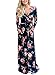 Lovezesent Women's Floral Print V Neck Long Sleeve Maxi Casual Dress Large Blue