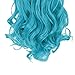 QUEENTAS 20Inch 8 Pcs Wavy Curly Full Head Party Highlights Clip on in Hair Extensions Colored Synthetic Hairpieces Baby Blue