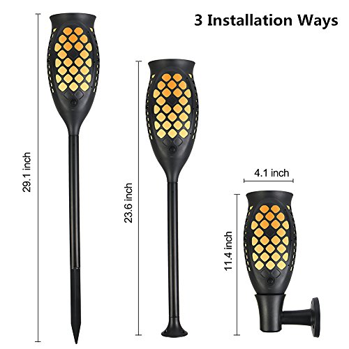 Juhefa Solar Lights Outdoor, Dancing Flickering Flames Torches Lights Lantern with Waterproof Wireless Security Auto On/Off Dusk to Dawn for Landscape Garden Patio Pathway Yard Deck (1 Pack) - Thumbnail 6