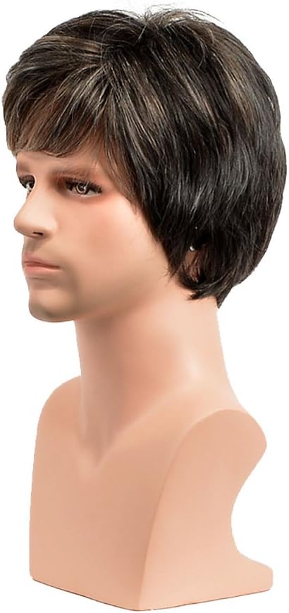Royalfirst Mens Short Straight Synthetic Hair Wigs Male Father Mature Natural Looking Wig for Middle Aged and Old Men - Image 3