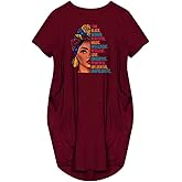 WbJetr I Am Black Woman Beautiful Magic Short Sleeve Loose Pocket Oversize Tunic Dress
