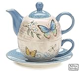 Butterfly Garden Duo Teapot with Teapot,Teacup and Saucer