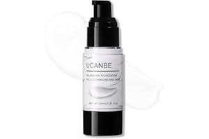 UCANBE White Liquid Foundation for Halloween Makeup, Goth Clown Zombie Vampire Skeleton Skull Joker Ghost Mime Gothic Base, Lightweight Full Coverage Blendable Pale Face Makeup for Costume & Cosplay