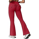 Rugkey Flare Leggings with Pockets for Women Butt Lifting Workout Leggings Gym Bell Bottom High Waisted Yoga Pants