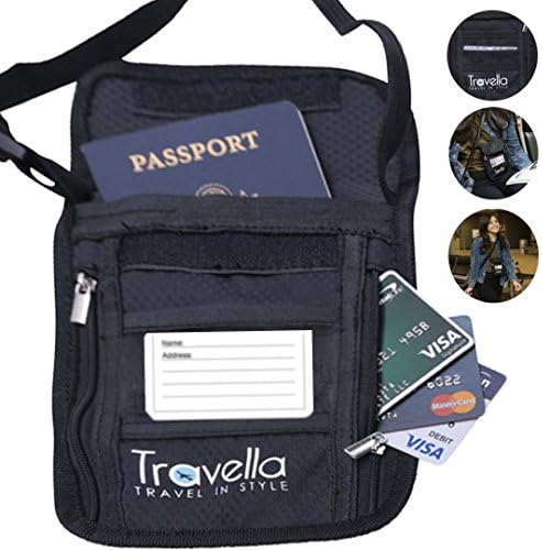RFID Passport Holder Neck Wallet– Anti-theft Document and Passport Travel Wallet – Blocking Case with Neck Strap