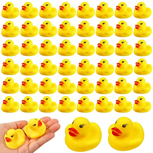 Rubber Duck Bath Toys 50PCS Mini Ducks Bulk for Kids Baby Shower Decorations Birthday Party Favors Gift Classroom Summer Beach Pool Activity Carnival Game