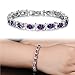 Girl Era Elegant Silver Plated Oval-Cut Purple Crystal Stone Tennis Bracelet Charm Link Bracelets(purple)