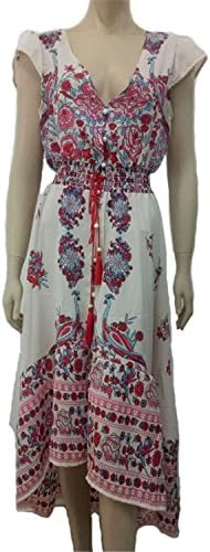 nboba Summer Boho Dress Etehnic Sexy Print Retro Vintage Dress Tassel Beach Dress Bohemian Hippie Dress Robe Vstidos Mujer Pink S