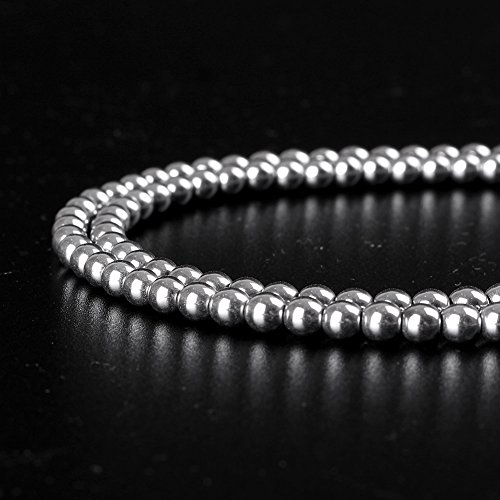 Mallofusa Hematite Silver Plated Gemstone Beads Round 6mm Christmas Loose Beads for Jewelry Making