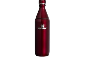 Stanley All Day Slim Bottle 20 oz | Twist off Lid with Leakproof Seal | Slim Design for Travel and Gym | Insulated Stainless Steel Water Bottle | BPA-Free | Garnet Shine
