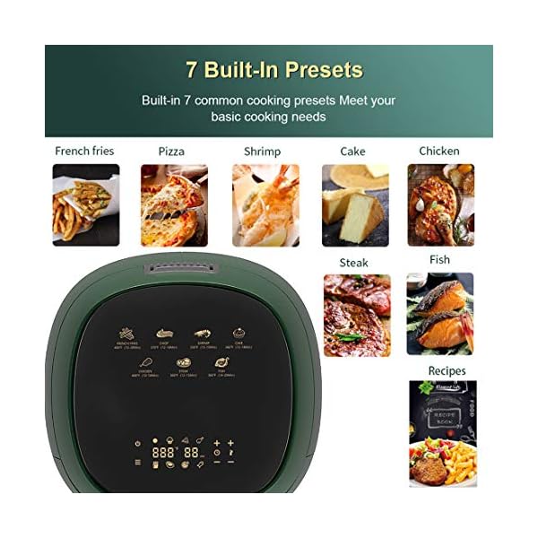 Elegant-Life-45-L-Air-Fryer-Oil-Free-7-in-1-with-Recipes-Cookbook-1400W-LCD-Touchscreen-Air-Oven-Cooker-Oil-Free-Hot-Cooker-BPAPFOA-Free Elegant Life 4.5 L Air Fryer Oil Free 7 in 1 with Recipes Cookbook, 1400W LCD Touchscreen Air Oven Cooker, Oil Free Hot Cooker, BPA&PFOA Free