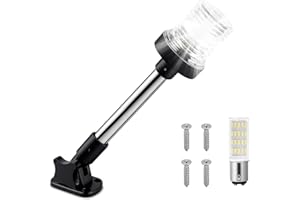 Obcursco Boat Stern Lights, IP67 Waterproof Fold-Down White LED Anchor Light for Marine, Pontoon, Fishing, Bass, and Jon Boat