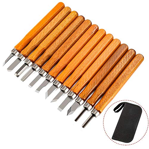 Wood Carving Tools, 14pcs Professional Carving Chisels Knife Kit for DIY Sculpture Carpenter Experts & Beginners, w/Protective Covers & Whetstone & Reusable Pouch.