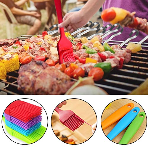 BigOtters Barbecue Skewer, 10PCS Flat Stainless Steel Sticks 16.8 inches Needle Sticks with Holder and 2 PCS Basting Brush for BBQ Baking Kitchen Outings Cooking Tools