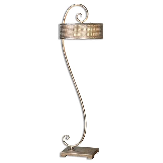 Silver Scroll Contemporary Floor Lamp Metal Hanging Shade