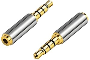 3.5mm to 2.5mm Adapter, Male to Female Stereo Audio Adapter Full Metal Audio Connector 3 Ring Jack Stereo or Mono Converter f