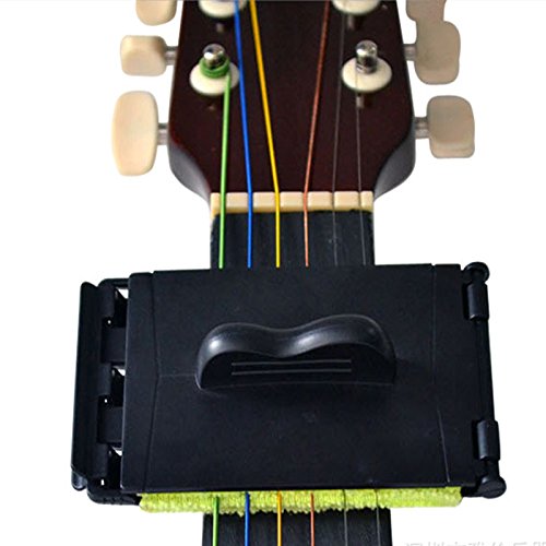 Elrido Guitar String Cleaner Music Instruments String Cleaner for Electric Bass Guitar Free Extra Cloth (Black Color)