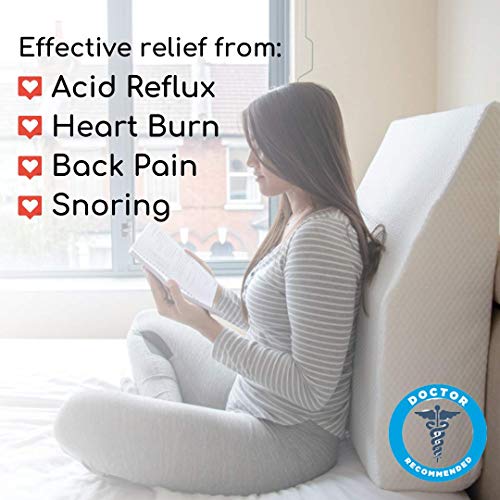 Bed Wedge Pillow for Legs Memory Foam Triangle Ramp Designed to Reduce Acid Reflux, Snoring