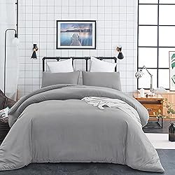 Luxlovery Silver Grey Comforter Set King Solid Grey