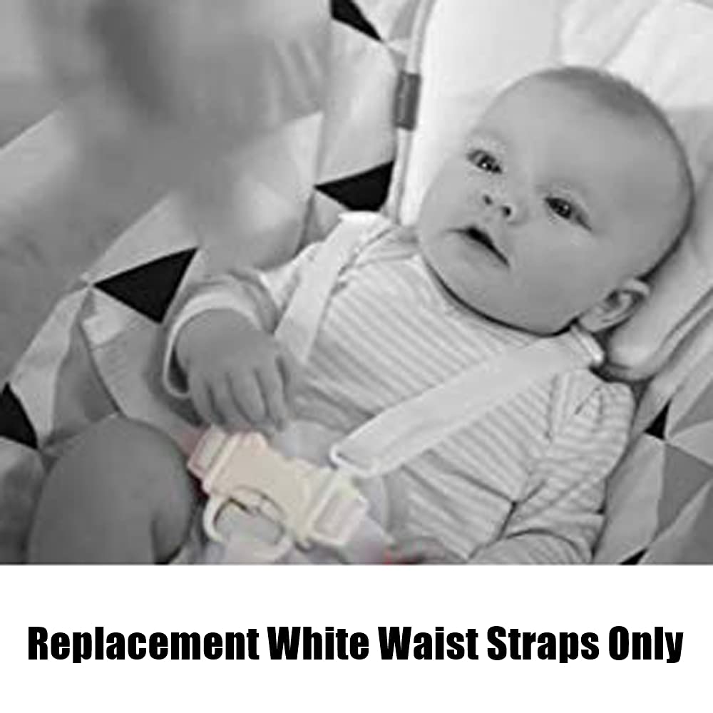 Replacement Parts for Baby Swing - Fisher-Price Revolve Baby Swing FBL70 ~ Set of 2 White Replacement Waist Strap with Male Part of Buckle