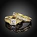 SAINTHERO Mens Womens Wedding Bands Rings Set 316L Titanium Stainless Steel Gold Plated Princess Cut Solitaire CZ Promise Rings High Polished Finish Comfort Fit Size 8