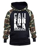 Men's Silver California Republic Black/Camo Raglan Baseball Hoodie Black
