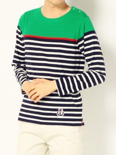 Amazon メイルアンドコー Male Co ナバルボーダー肩ボタンｔシャツ 長袖 グレー 06 Ll Tシャツ カットソー 通販