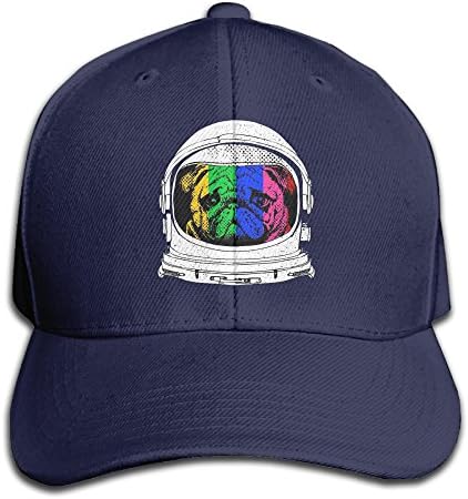 Astronaut Rainbow Pug Adjustable Baseball Caps Unstructured Dad Hat 100% Cotton Navy