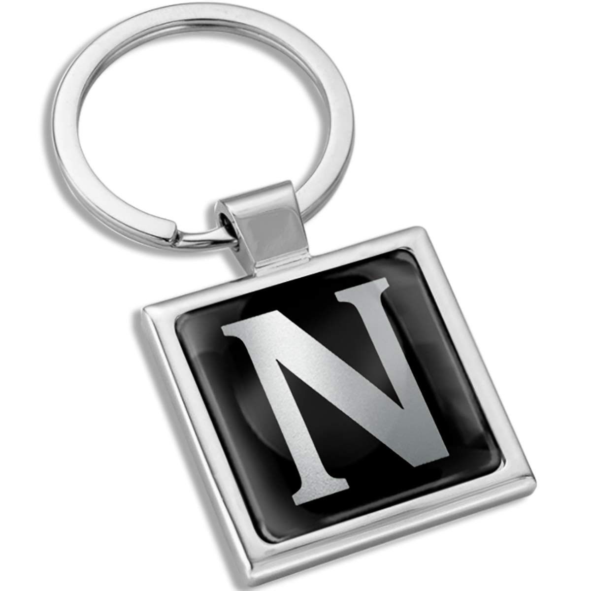 Biomar Labs® Metal A-Z Alphabet Personalized 3D Name Initials Keyring Key Ring Chain Stainless Steel Gift Box Men Women Keychain Bag Accessories Jewelry Handbag Silver Letter N KK 118