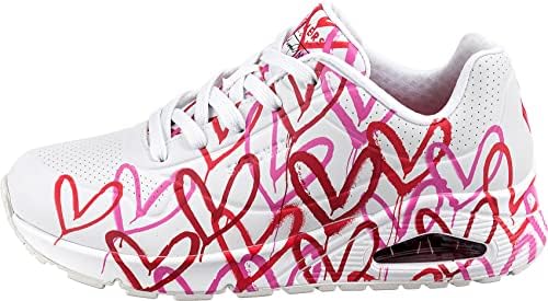 UNO SPREAD THE LOVE, Zapatillas para Mujer, White W Red And Pink Heart Print Durabuck / M, 39 EU